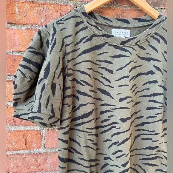 Velvet by Graham & Spencer Prima Zebra Green Mini Sweatshirt Dress - Picture 3 of 8